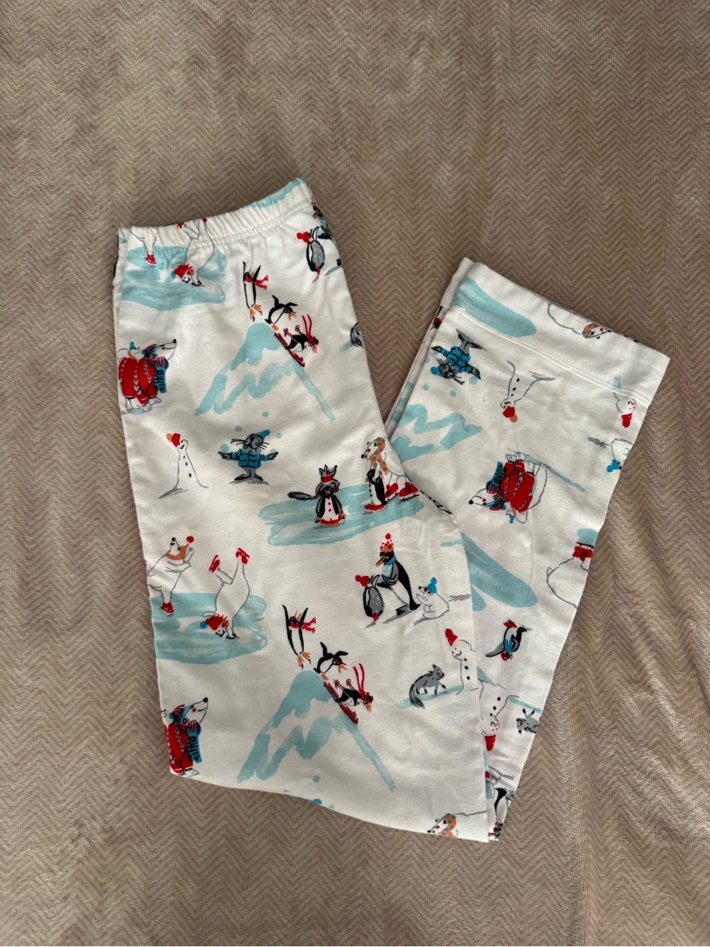 Kids White Penguin & Snow Scene Pajama Pants
